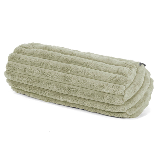 Housse de Traversin 20 x 55cm - Velours Côtelé Ultra Pelucheux Vert Sauge 01