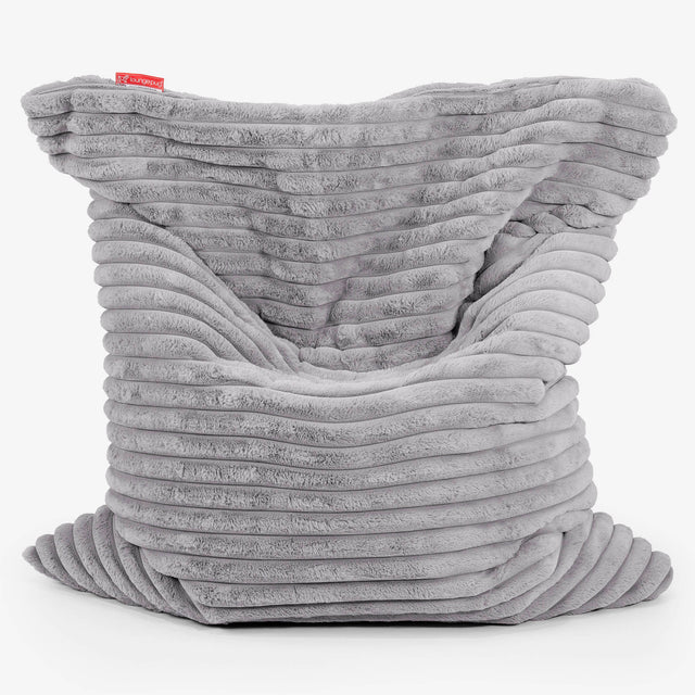 Pouf Géant XXL - Velours Côtelé Ultra Pelucheux Gris 01