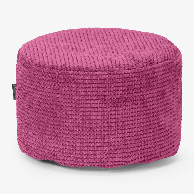 Petit Repose-pieds Rond - Pompon Rose 01