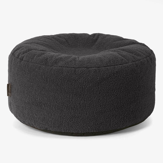 Pouf Design Rond - Bouclé Anthracite 01
