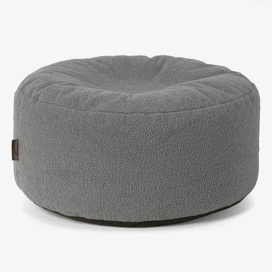 Pouf Design Rond - Bouclé Gris 01