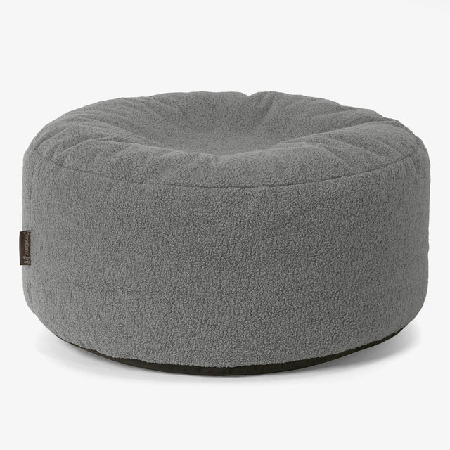 Pouf Design Rond - Bouclé Gris 01
