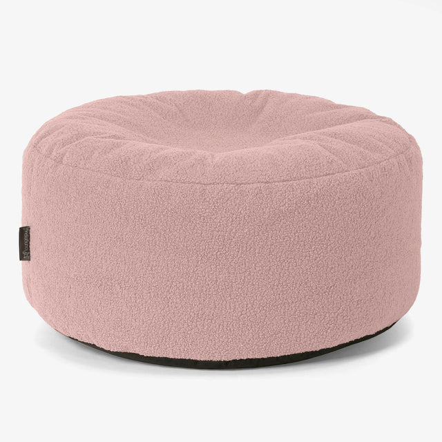 Pouf Design Rond - Bouclé Rose 01