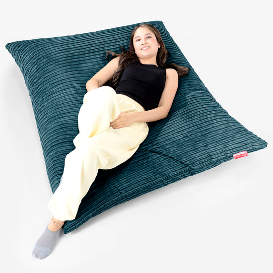 Pouf Géant XXL - Côtelé Bleu Canard 02