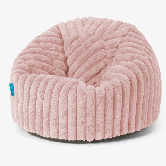 Pouf Poire Classique Enfant 1-5 ans - Velours Côtelé Ultra Pelucheux Rose Pastel 01
