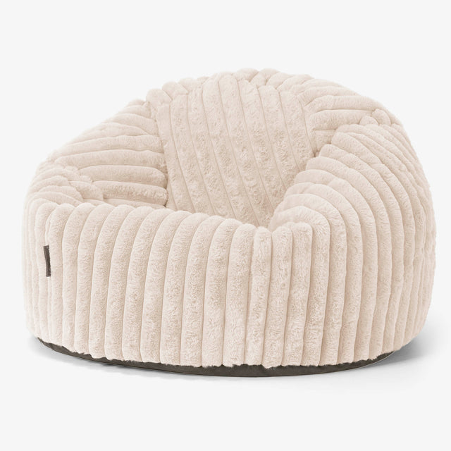 Pouf Poire Classique - Velours Côtelé Ultra Pelucheux Crème 01