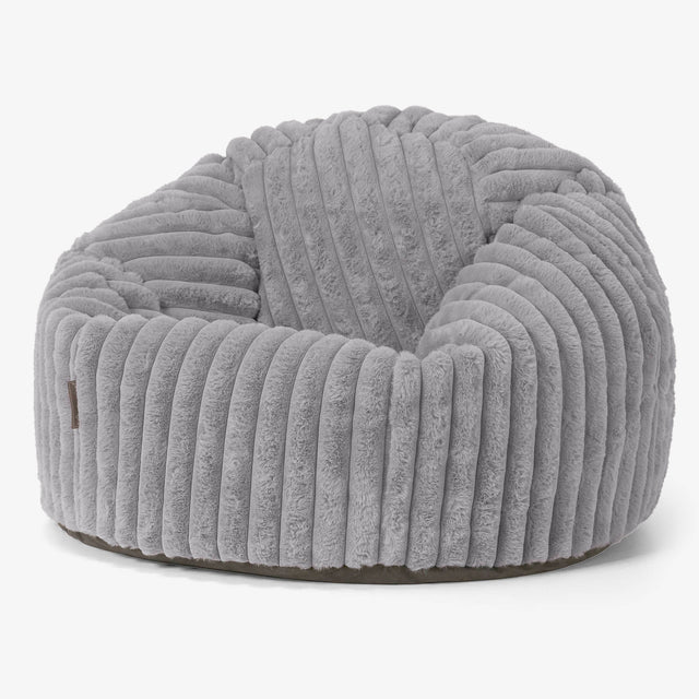 Pouf Poire Classique - Velours Côtelé Ultra Pelucheux Gris 01