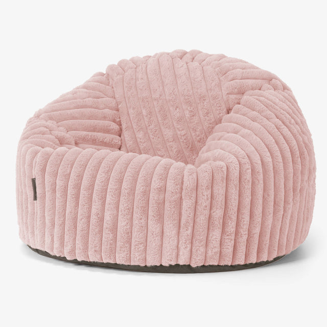 Pouf Poire Classique - Velours Côtelé Ultra Pelucheux Rose Pastel 01