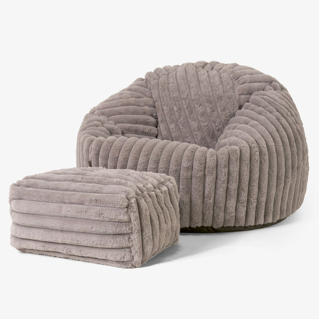 Pouf Poire Classique - Velours Côtelé Ultra Pelucheux Vison 02