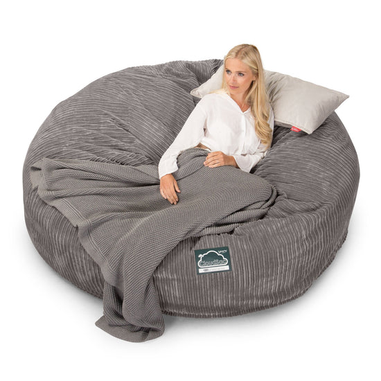 Lounge Pug, CloudSac 3000 XXL, Grand Canapé Pouf à Mémoire de Forme, Gros Pouf Sofa, Côtelé Anthracite