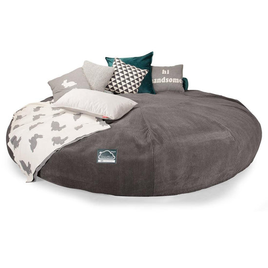Lounge Pug, CloudSac 5000 XXXXXL, Canapé Pouf Titanesque à Mémoire de Forme, Gros Pouf Sofa, Pompon Anthracite