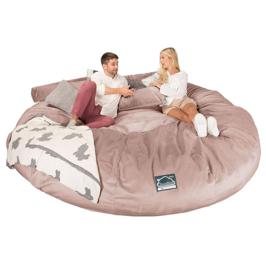 Lounge Pug, CloudSac 5000 XXXXXL, Canapé Pouf Titanesque à Mémoire de Forme, Gros Pouf Sofa, Velours Rose