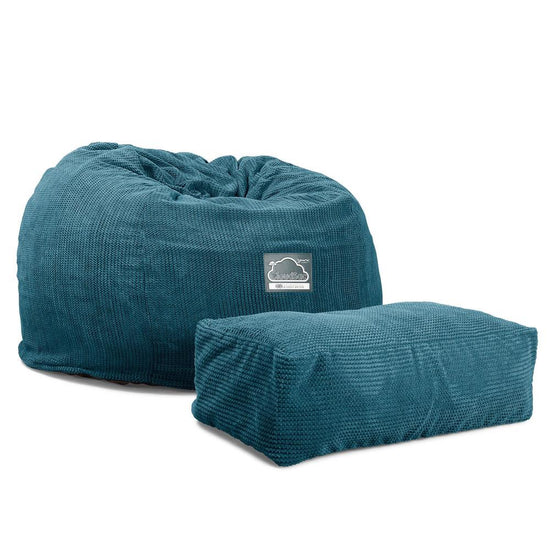 Lounge Pug, CloudSac 510 XL, Grand Pouf à Mémoire de Forme, Canapé, Pompon Mer Égéé