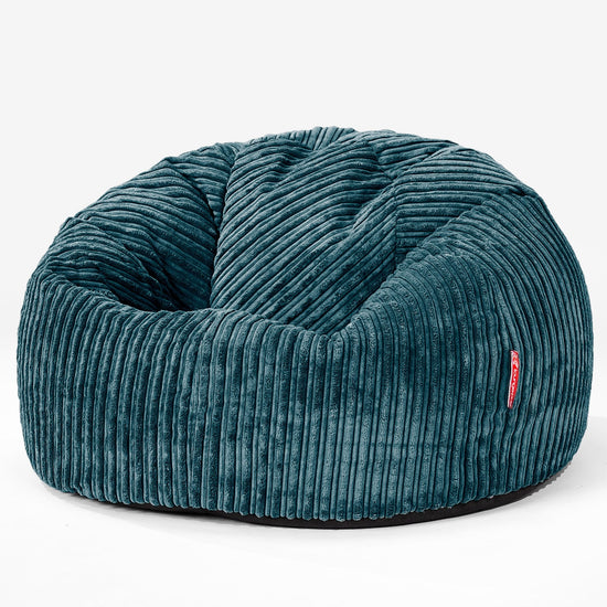 CloudSac 200 Pouf Géant Enfant à Mémoire de Forme 2-12 ans - Côtelé Bleu Canard 01