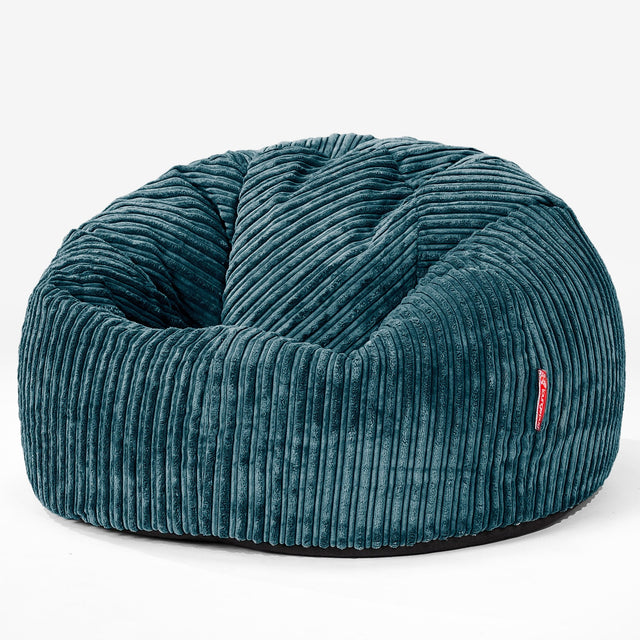 CloudSac 200 Pouf Géant Enfant à Mémoire de Forme 2-12 ans - Côtelé Bleu Canard 01