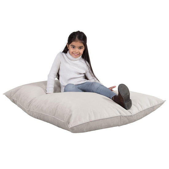 LOUNGE PUG - Velours - Gros Pouf Enfant, Pouf Geant Enfant - Argent