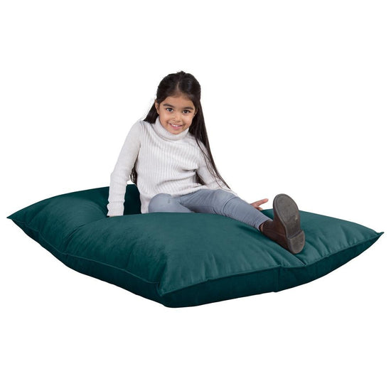 LOUNGE PUG - Velours - Gros Pouf Enfant, Pouf Geant Enfant - Mer Égéé