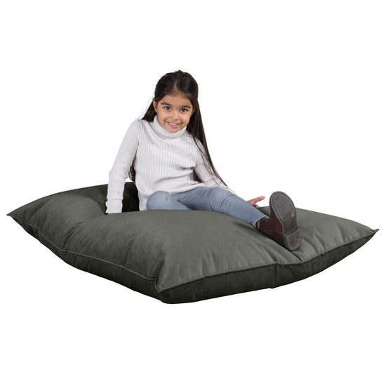 LOUNGE PUG - Velours - Gros Pouf Enfant, Pouf Geant Enfant - Anthracite