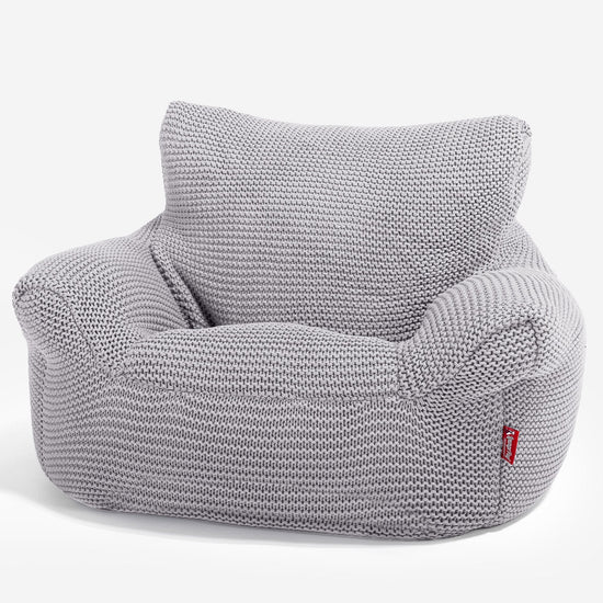 LOUNGE PUG - Ellos Tricoté - Fauteuil Enfant, Pouf Enfant - Gris clair