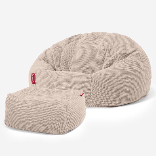LOUNGE PUG - Ellos Tricoté - Pouf Poire Classique - Crème