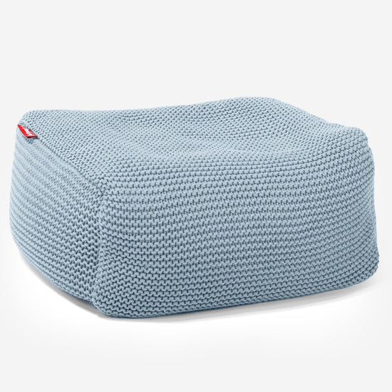 LOUNGE PUG - Ellos Tricoté - Pouf Repose Pied - Bleu Brumeux