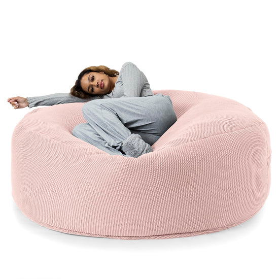LOUNGE PUG - Ellos Tricoté - Canapé Pouf Géant 'Grande Mammouth' - Pouf Canapé - Gros Pouf - Bébé rose