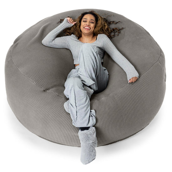 LOUNGE PUG - Ellos Tricoté - Canapé Pouf Géant 'Grande Mammouth' - Pouf Canapé - Gros Pouf - Gris