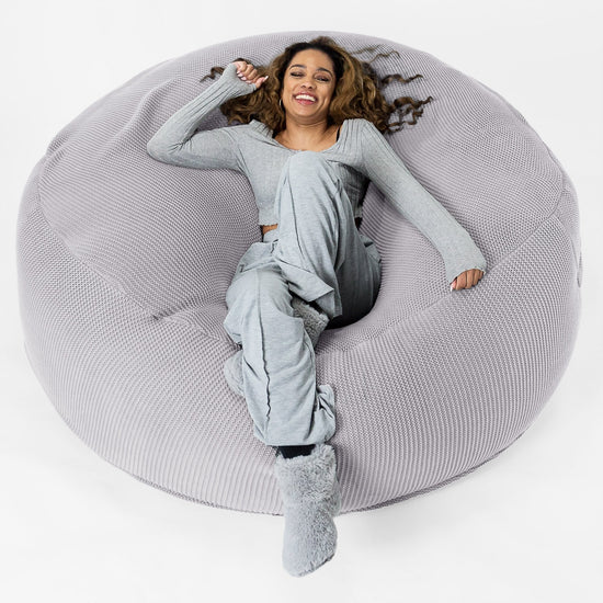 LOUNGE PUG - Ellos Tricoté - Canapé Pouf Géant 'Grande Mammouth' - Pouf Canapé - Gros Pouf - Gris clair