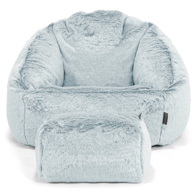 Pouf Chaise Bubble - Fausse Fourrure Lapin Bleu Pastel 02