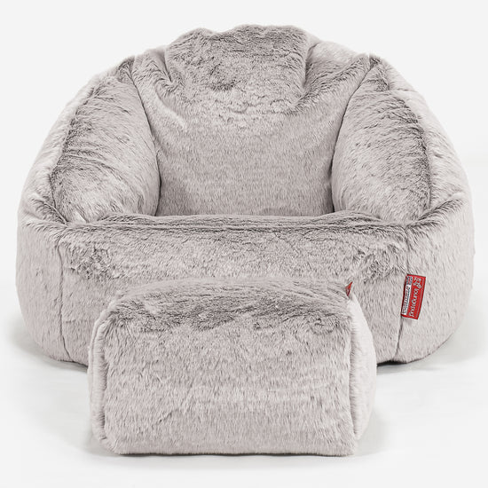 Pouf Chaise Bubble - Fausse Fourrure Lapin Gris clair 02