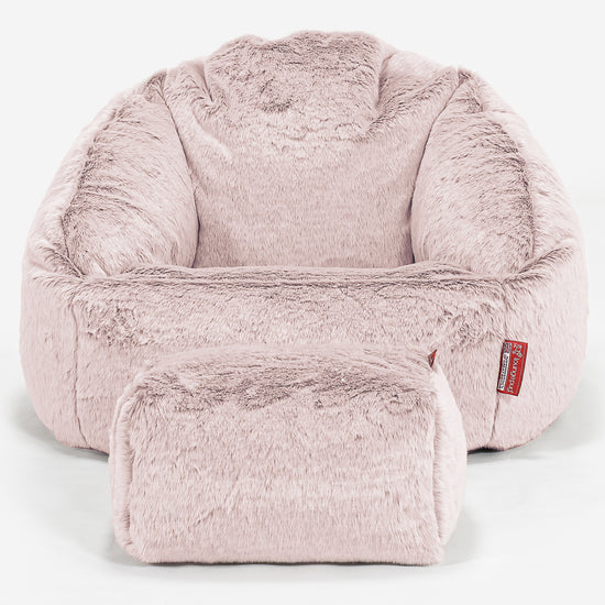 Pouf Chaise Bubble - Fausse Fourrure Lapin Rose Pastel 02
