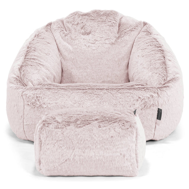 Pouf Chaise Bubble - Fausse Fourrure Lapin Rose Pastel 02
