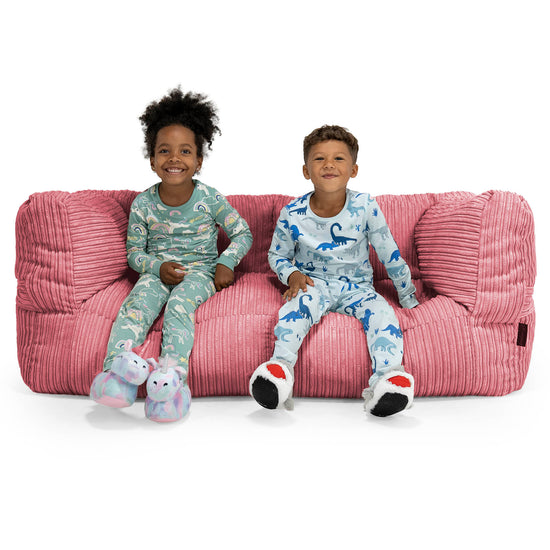 Canapé Pouf Géant Albert pour Enfants 2 places 3-14 ans - Côtelé Corail 01