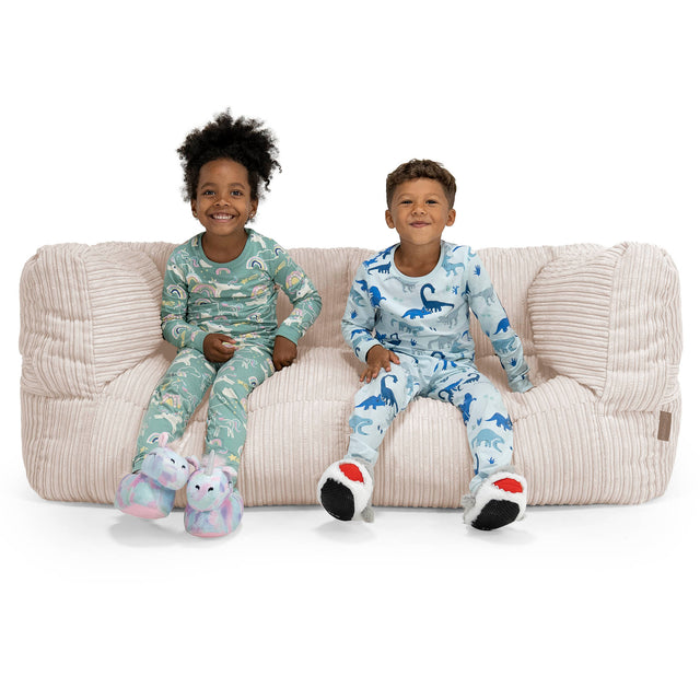 Canapé Pouf Géant Albert pour Enfants 2 places 3-14 ans - Côtelé Crème 01