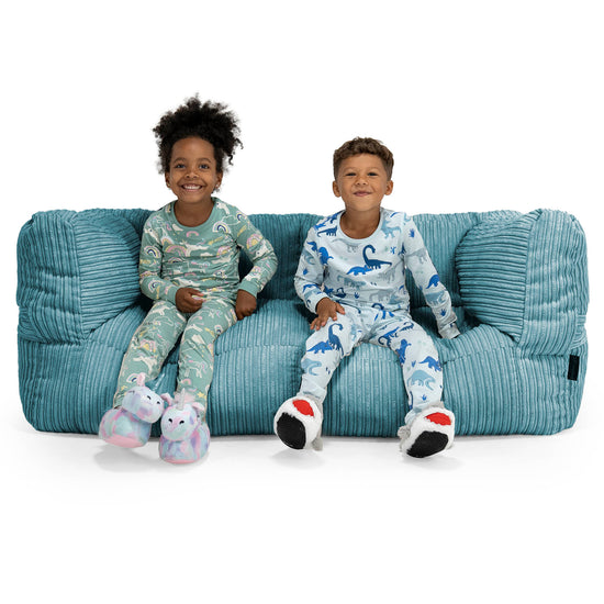 Canapé Pouf Géant Albert pour Enfants 2 places 3-14 ans - Côtelé Mer Égée 01