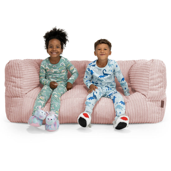 Canapé Pouf Géant Albert pour Enfants 2 places 3-14 ans - Côtelé Rose 01