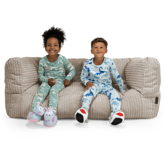 Canapé Pouf Géant Albert pour Enfants 2 places 3-14 ans - Côtelé Vison 01
