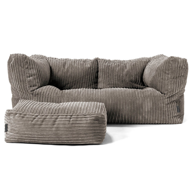 Canapé Pouf Albert 2 places - Côtelé Anthracite 02
