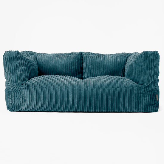 Canapé Pouf Albert 2 places - Côtelé Bleu Canard 01