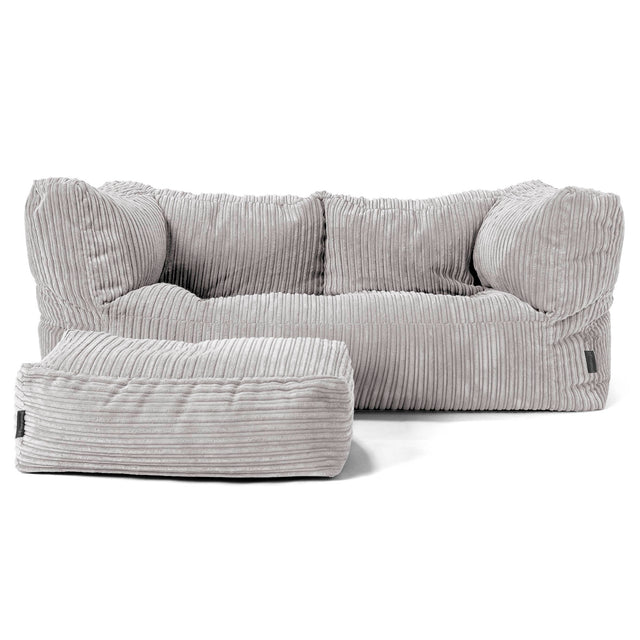 Canapé Pouf Albert 2 places - Côtelé Gris Argent 02