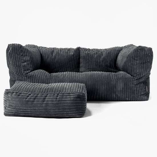 Canapé Pouf Albert 2 places - Côtelé Noir 02