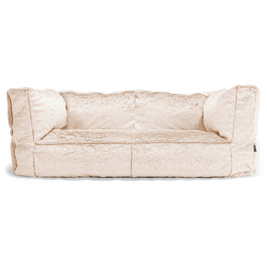 Canapé Pouf Albert 2 places - Fausse Fourrure Lapin Blanc 01