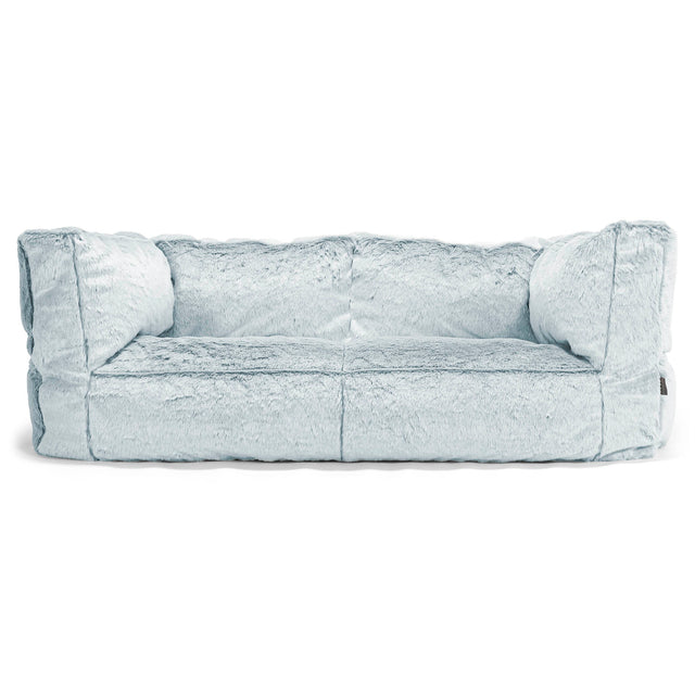 Canapé Pouf Albert 2 places - Fausse Fourrure Lapin Bleu Pastel 01
