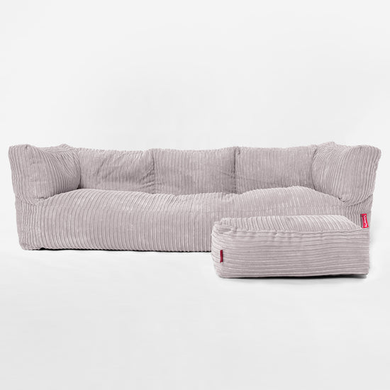 Canapé Pouf Albert 3 places - Côtelé Gris Argent 02