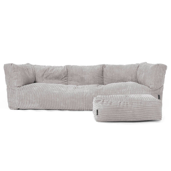 Canapé Pouf Albert 3 places - Côtelé Gris Argent 02