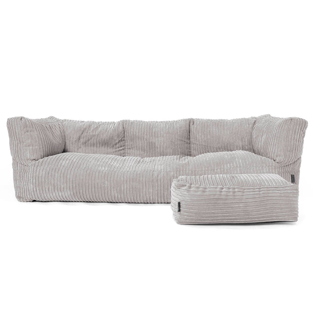 Canapé Pouf Albert 3 places - Côtelé Gris Argent 02