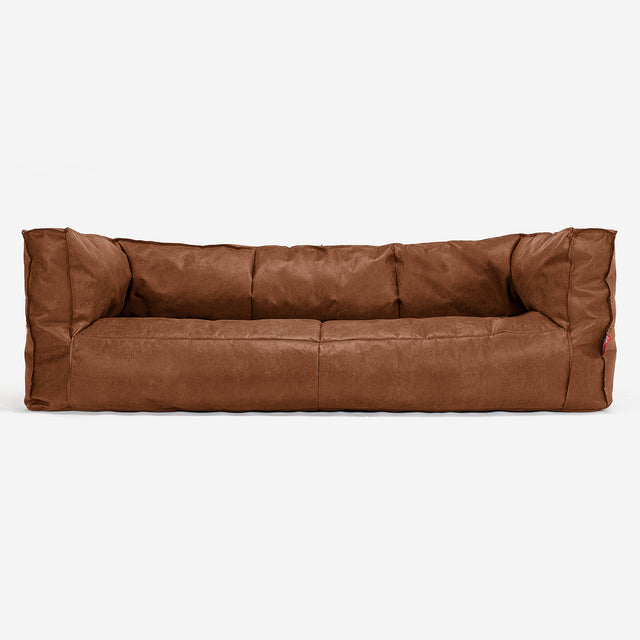 Canapé Pouf Albert 3 places - Cuir Vintage Camel 01