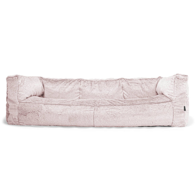 Canapé Pouf Albert 3 places - Fausse Fourrure Lapin Rose Pastel 01