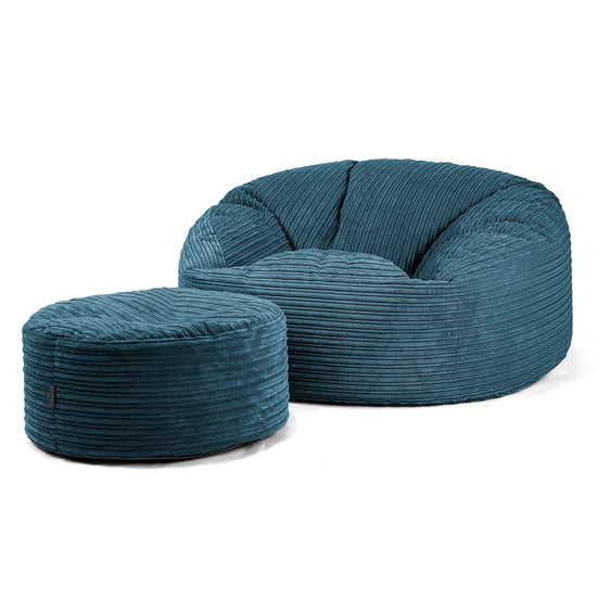 Canapé Pouf Géant Mammouth - Côtelé Bleu Marine 04