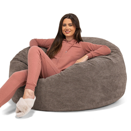 Canapé Pouf Géant Mammouth - Pompon Chocolat 01
